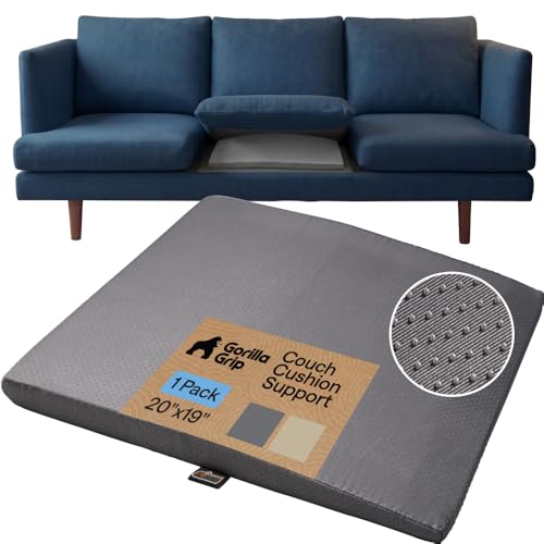 GORILLA GRIP Ergonomic High Density Couch Cushion Support Foam, Quick Rebound Sofa Lifters for Sagging Cushions, Stays In Place, Replacement Stuffing Under Couches, 20 x 19 x 1.75 Inches, 1 Pack, Gray