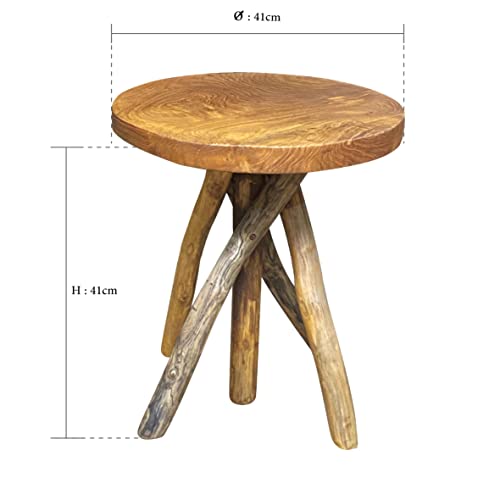 Rifiniti Tree Stump End Table, Live Edge Solid Wood End Table Made Using Teak, Multipurpose Wooden Side Table, Coffee Table, Bedside Table (22 Inch) #TOP2