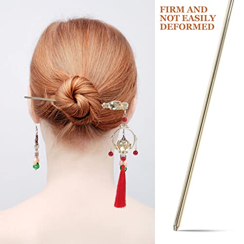 2 Pcs Vintage Hairpin Hair Clips Chinese Flower Tassel Headpieces For Women Girls, Ponytail Updo Bun For Thin Thick Hair