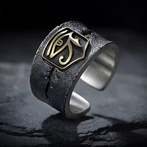 Anel Masculino de Prata Olho Horus Tamanho Ajustável