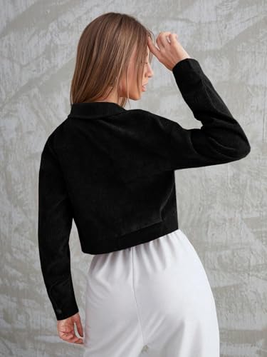Image of SMOWKLY Womens Casual Cropped Full Sleeve Button Down Korean Style Jacket