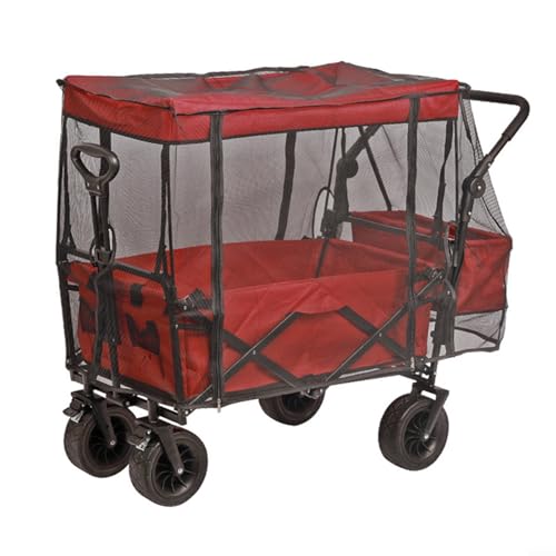 Cubierta de red de malla para carritos de jardín plegables y vagones de playa con lados con cremallera y instalación de bucle de asa