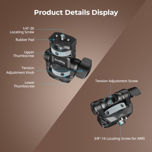 Image of SMALLRIG Adjustable Camera Monitor Mount with 3 /8 inch-16 Locating Screw for ARRI, 360 Swivel and 180 Tilt, Anti-Twist 1 /4 inch Locating Screw, Horizontal & Vertical Shooting