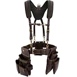 OX Pro Construction Tool Belt with Suspenders - Made of Oil-Tanned Leather with Double-Stitching and Steel Rivets - 22-Pocket Small Tool Belt