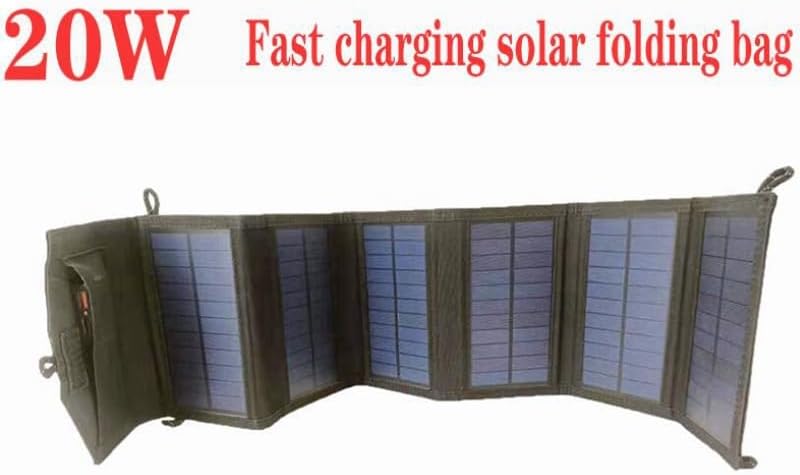 Generic 20W 5V Foldable Solar Panel Sun Power Solar Cells Pack 10In1 USB Cable Portable Solar Charger Phone for Hiking Camping - (Color: Black)