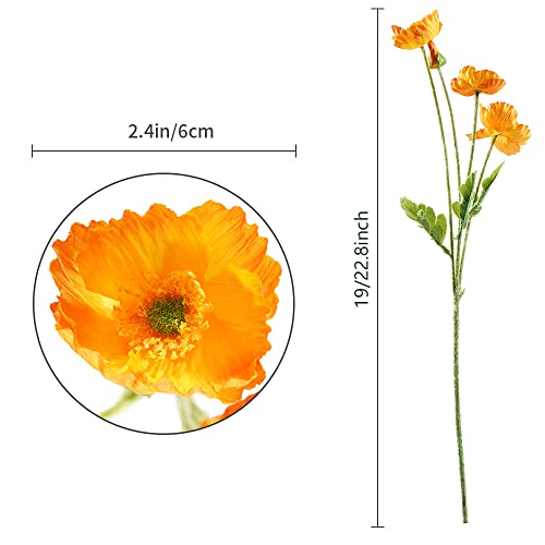 Lumoslyy AF001-OG Artificial Flowers Silk Poppy Flowers thumb #2