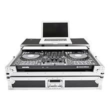 Custom flight case designed for the DDJ-FLX10 controller Crafted from 9 mm vinyl laminated plywood, sturdy aluminum profiles and heavy duty butterfly latches. Provides you with secure transport and a workstation in one. Integrated gliding laptop plat...
