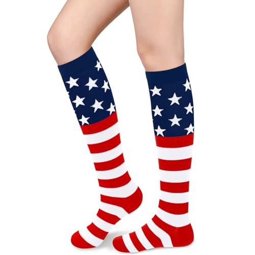 Sarfel 4th of July Socks for Women American Flag Socks Independence Day Outfit Women Red White and Blue Accessories USA Costume