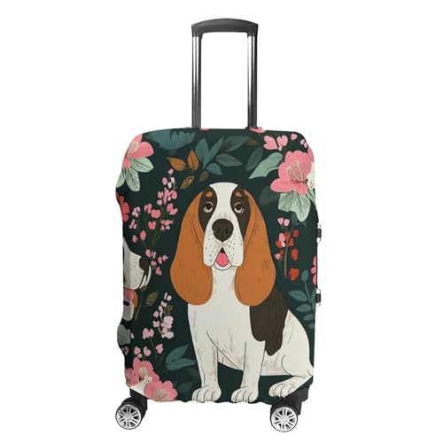 Luggage Covers Protector Suitcase Sleeve Carry On Luggage Cover Crazy Basset Hound Floral Anti Scratch Travel Suitcase Protector
