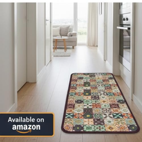 Image of HomeCloud Rubber Kitchen Mats for Floor Set of 2 Pcs | Non-Skid, Soft Absorbent Rugs for Kitchen, Laundry, and Hallway | 120x40cm, 40x60cm| 4mm Thickness