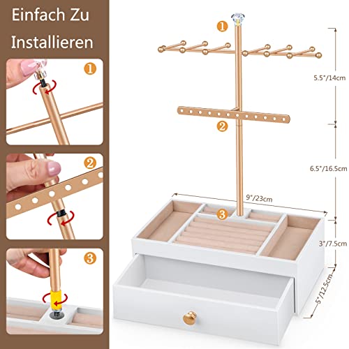 Schmuckständer Teamkio 2-in-1 Schmuckhalter und Organizer mit Schublade