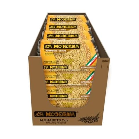 LA MODERNA, Letras, Pasta, Hecha con Sémola de Trigo Durum, Enriquecida con Vitaminas y Hierro, 7 oz, Pack de 20 Cover