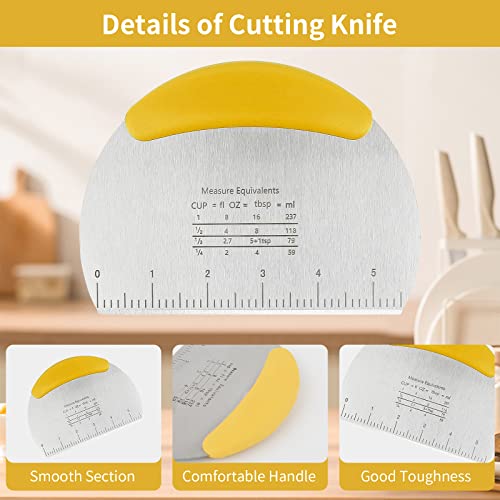2 Pack Dough Scraper Stainless Steel Dough Cutter Plastic Bench Scraper For Baking, Dough, Bread, Cake #TOP2