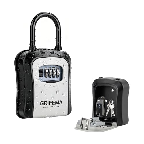 GRIFEMA GA1003-2 Cassetta di sicurezza per chiavi, scatola di serratura, armadietti con gancio, per casa, ufficio, grigio