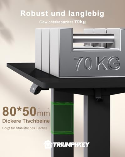 TRIUMPHKEY Höhenverstellbarer Schreibtisch 160x80, 18mm Tischplatte & USB-A – Ansicht 5