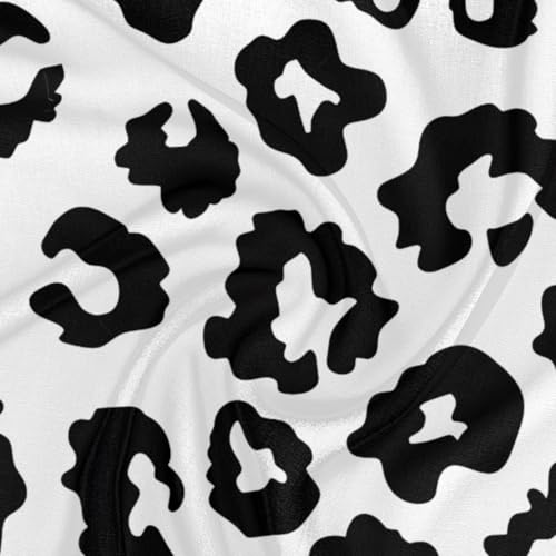 White Black Leopard Print Silk Feeling Scarf for Women 23.6 Inch Bandana Lightweight Breathable Square Neck Satin Scarfs Fashion Silk Like Head Scarf Neckerchief for Bag Hair Scarves Decor Gift3