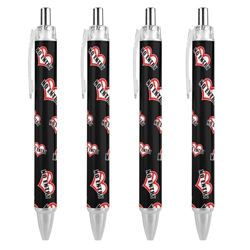 Bolígrafo retráctil No Entry de 0,5 mm negro con punta fina y secado rápido (Pack de 4)
