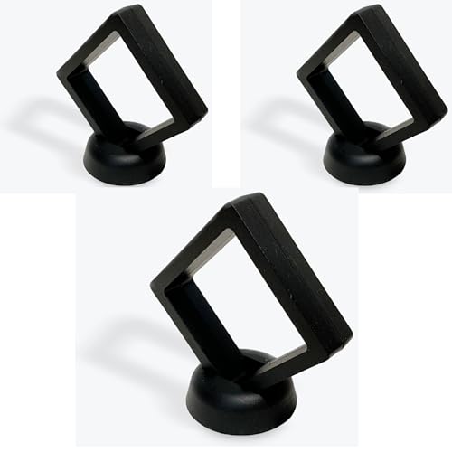 ユニコーン・アンド・テイルズ 【3個セット】ルースケース (ブラック) 7cm?7cm フローティングディスプレイケース 3Dフロート スクエアケース アクセサリーケース