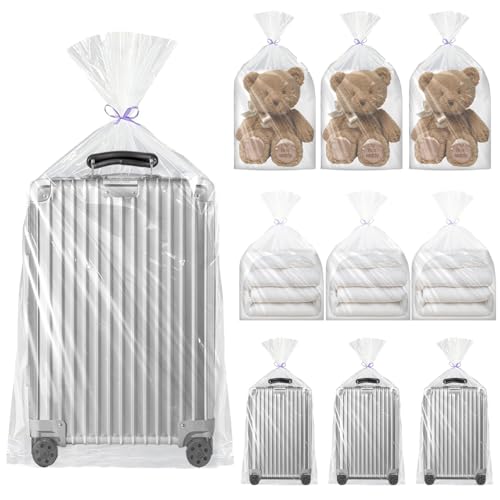 10Pcs Sacs de Rangement Extra Larges en Plastique Transparent,100 x 152cm Sac Plastique Transparent de Grande Capacité pour Protéger la Poussière, Bagages, Gros Jouets en Peluche, Valises, Couettes