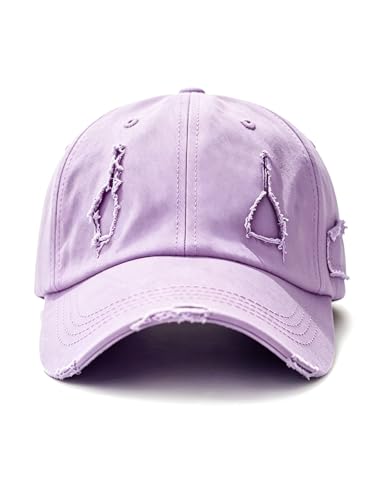 Image of Unisex Ripped Distressed Denim Ring Baseball Cap Hip Hop Vintage Dad Hat Adjustable