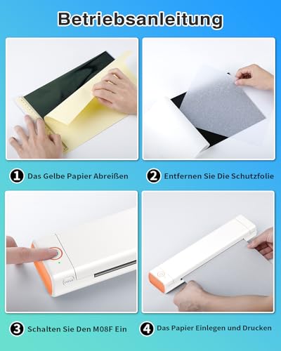 Phomemo M08F Tattoo Drucker, Tattoo Stencil Drucker A4 Thermodrucker Tattoo Kompatibel mit Smartphone & PC, Kopierer für Anfänger, Künstler mit 10 Tattoo Transfer Papier