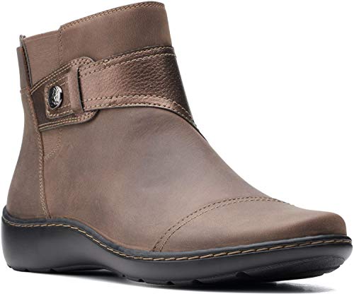 Clarks Womens Cora Tropic Leather Metallic Ankle Boots3