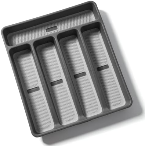 5-Compartment Silverware Organizer Tray with Icons for Kitchen Dr...