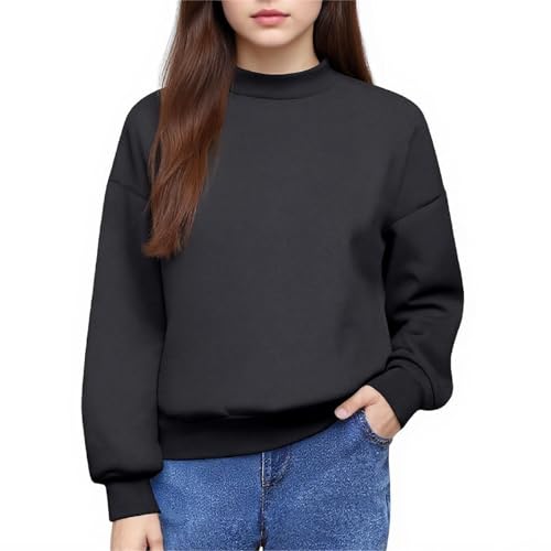Girls's Classic Crewneck Sweatshirt Long Sleeve Casual Pullover Soft Relaxed Fit Solid Color Top
