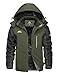 KEFITEVD Herren Winterjacke Warm Fleece Winter Jacke Thermojacke Softshell Jacke mit Kapuze Skijacke Snowboarden Wandern Männer Funktionsjacke Dunkeloliv XL