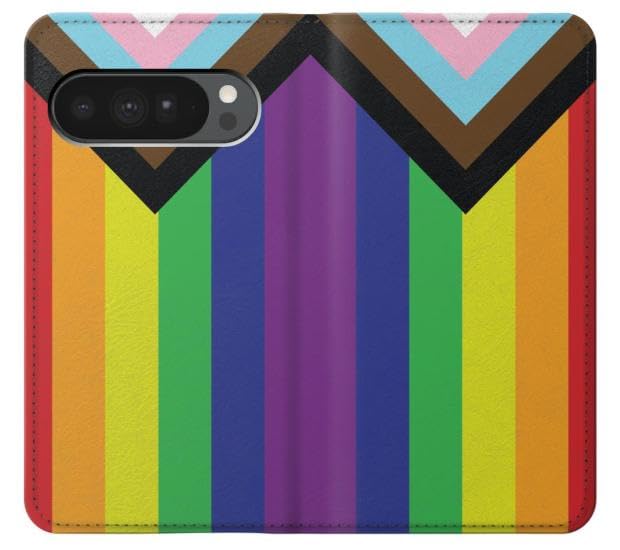 Etui flip Google Pixel 10 Pro XL housse cuir LGBT Pride Flag haute finition