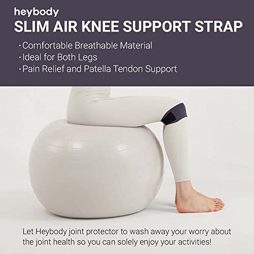 Heybody Slim Air Knee Brace | Knee Pain Relief Patella Protection Support | Hiking Soccer Basketball Running Cycling Yoga Judo Wrestling Skating Tennis Volleyball Squat (Gray, Large) #TOP2