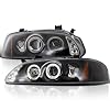 SPEC-D TUNING Black Projector Headlights Compatible with 2000-2003 Nissan Sentra, Left + Right Pair Headlamps Assembly