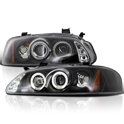 SPEC-D TUNING Black Projector Headlights Compatible with 2000-2003 Nissan Sentra, Left + Right Pair Headlamps Assembly