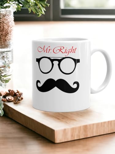 Image of Better Gift Flowers Mr. Right Customized Coffe Mug, Round Shaped Multicolor Themed Coffee Mugs, Mug for Gifting, Gifting Items for Family, Friends & Closed Ones