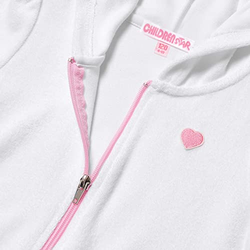 Childrenstar Girls Swimsuits Coverups White Terry Cover-Up Hooded Zip-Up Beach Robe,3T 4T #TOP4