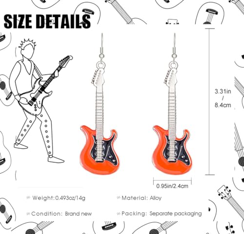 Guitar Music Earrings Bass Electric Guitar Dangle Drop Earrings for Women Chic Rock Music Lovers Teacher Singer Personalized Concert Party Rock and Roll Accessories4