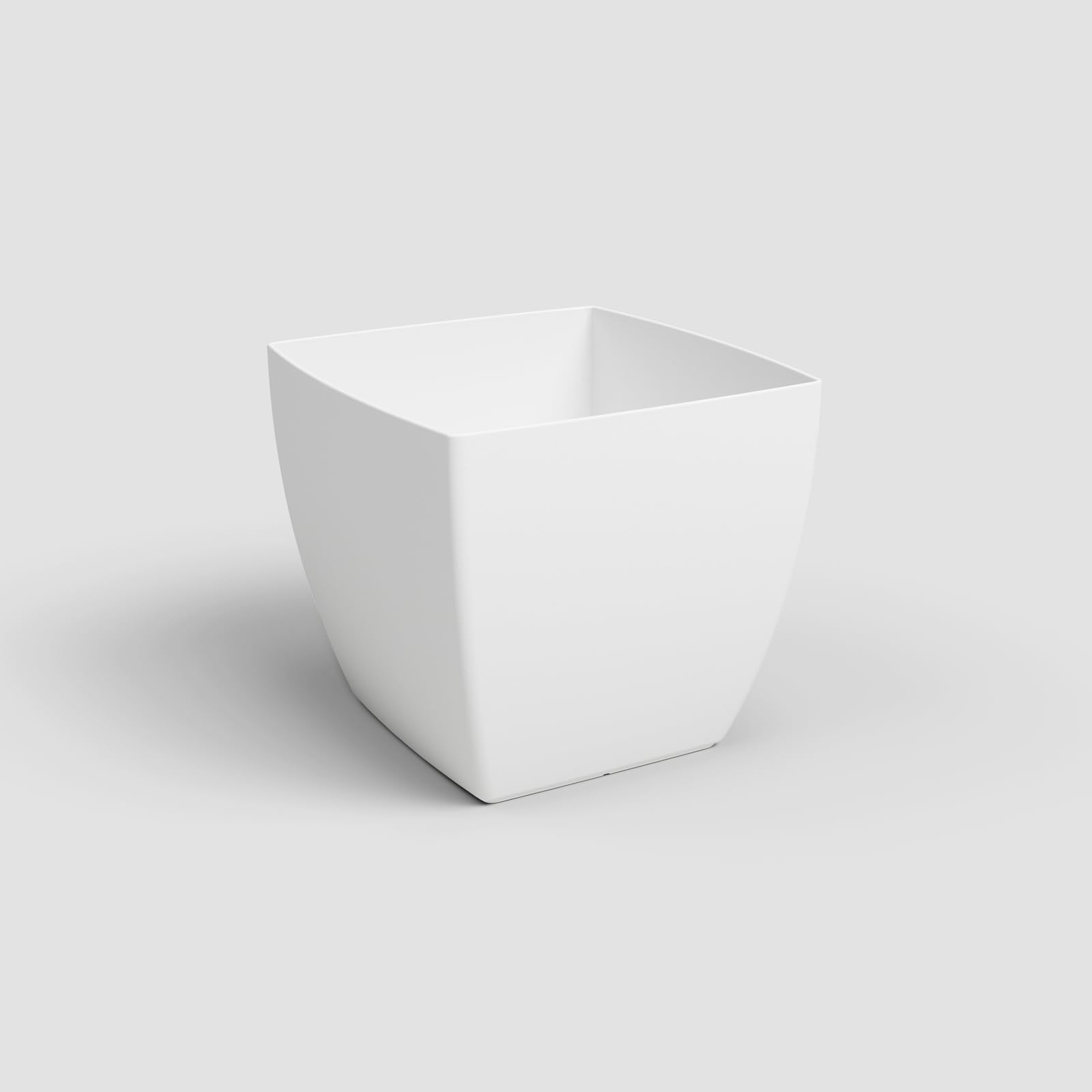 Artevasi Siena Pot Maceta Cuadrada con Acabado Mate, plástico 100% reciclable, 30 cm, Color Blanco