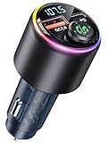 PD 30W & QC 3.0 18W Schnell-Ladegerät: Dieser Auto Bluetooth Adapter unterstützt das gleichzeitige Laden mit zwei Anschlüssen (PD 30W + QC 3.0 18W), 4 mal schneller als Standard-Ladegeräte. Der Bluetooth Adapter ist mit Überstrom-, Überspannungs-, Überlast-, Überhitzungs- und Kurzschlussschutz für sicheres Laden unterwegs ausgestattet!