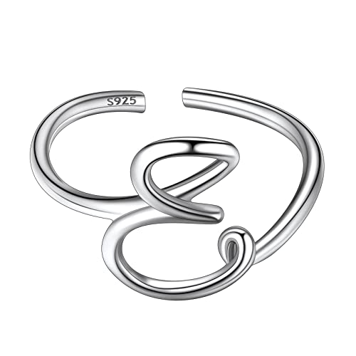 Anillos de alfabeto 26 letras iniciales plata 925 ajustable minimalista