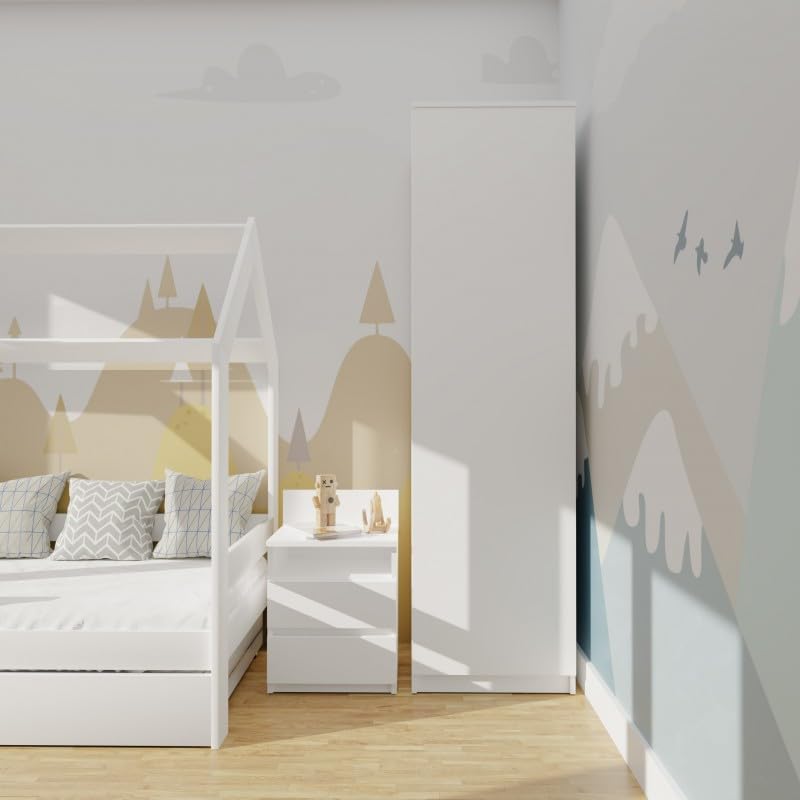CDF Szafa Garderoba Mebel do Sypialni Salonu Przedpokoju Pokoju Dziecka lub Dorosłego Nowoczesny Design Komplet Akcesoriów Montażowych w Zestawie Przechowywanie Ubrań I Zabawek – SD 50 cm Biały