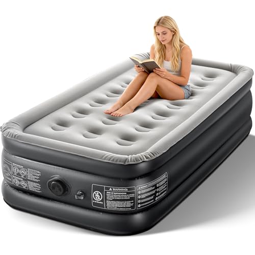 Camping Twin Air Mattress with Built-in Pump 18" Thickness 330lbs
