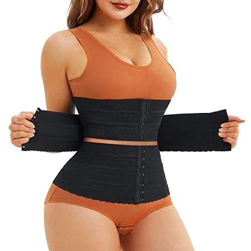 Chumian Segmented Waist Trainer for Women Waist Cincher Shapewear Tummy Control Girdle Underbust Corset Slimming Body Shaper (Black, S)