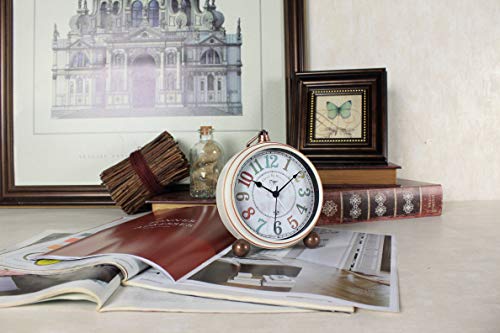 Maxspace Table Clock, 5.2" Retro Vintage Non-Ticking Desk Alarm Clock, Small Alarm Clock With Large Numerals And Hd Glass, For Kids Seniors Indoor Decor #TOP7