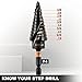 KSEIBI 12 Steps 3/16-7/8 inch SAE Standard Industrial Grade Step Drill Bit Ready Impact 1/4 inch Shank, 575078 High-Speed Steel Metal Drill Bits Black Oxide M2 Material