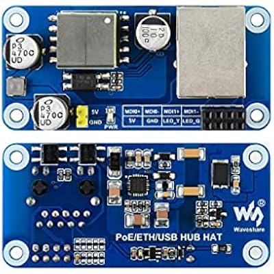 PoE Ethernet/USB HUB HAT for Raspberry Pi Zero/Zero W/Zero WH, 3X USB 2.0 Ports, 10M / 100M RJ45 Port, 802.3af-Compliant