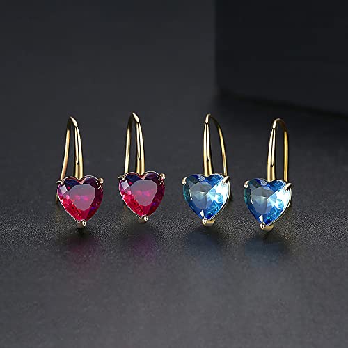 Michooyel Purple Tourmaline Drop Earrings Nickel Free Gradient Color Heart Style Solitaire Cz Dangle Earrings For Women Girls #TOP4