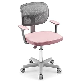 LIFEZEAL Sedia Scrivania Bambini, Sedia Girevole, Altezza Regolabile e Ergonomico, per Bambini, da Cameretta, con Braccioli, Schienale e Sediolina Imbottita, per Bimbo 3 Anni+, Max150kg, Rosa