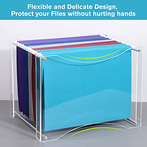 Maxgear Hanging File Organizer, Acrylic File Folder Organizer With Built-In Handles, Clear File Storage Organizer For Letter/A4 File Folder, Modern Flexible Design, Decorative Home Office Bins #TOP3