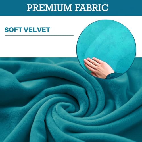 Image of HOKIPO 210 GSM Premium Velvet Stretchable Foot Stool Cover Ottoman Slipcover, Turquoise (NEW-AR-4801-TRQ)