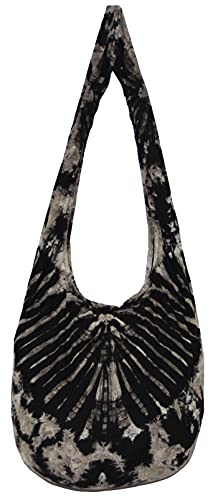 Image of TIE DYE Bohemian Hipster Hobo Boho Hippie Crossbody Bag Purse Black Tone 39 inch